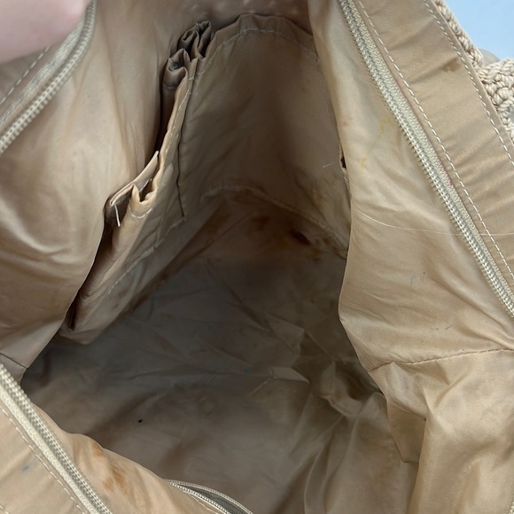 The Sak  crochet Tan Tote Bag with Purple Flower Accent - Picture 7 of 9